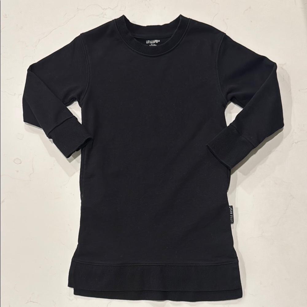 Little Bipsy Sweatshirt Dress in Black. Size 4-5T.